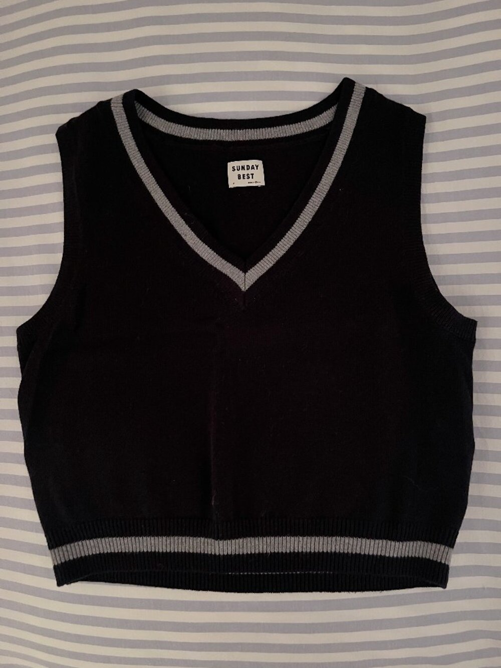 Aritizia Sunday Best Sweater Vest in Navy/Gray (M)